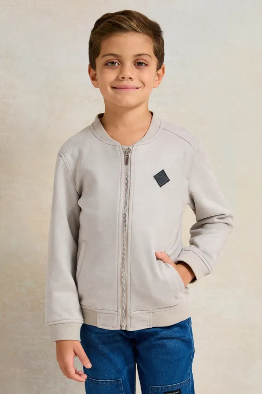 Boys Grey Suade Bomber Jacket sold by Redtag