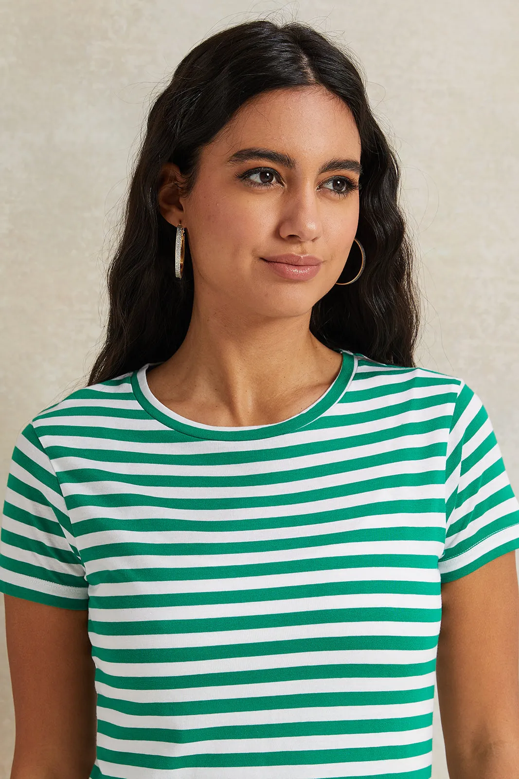 Women Green And White Striped T-Shirt sold by Redtag product image thumbnail 4