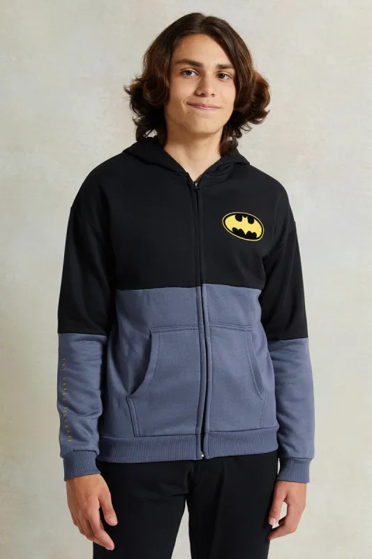 Senior Boys Black And Grey Printed Hooded Sweatshirt sold by Redtag