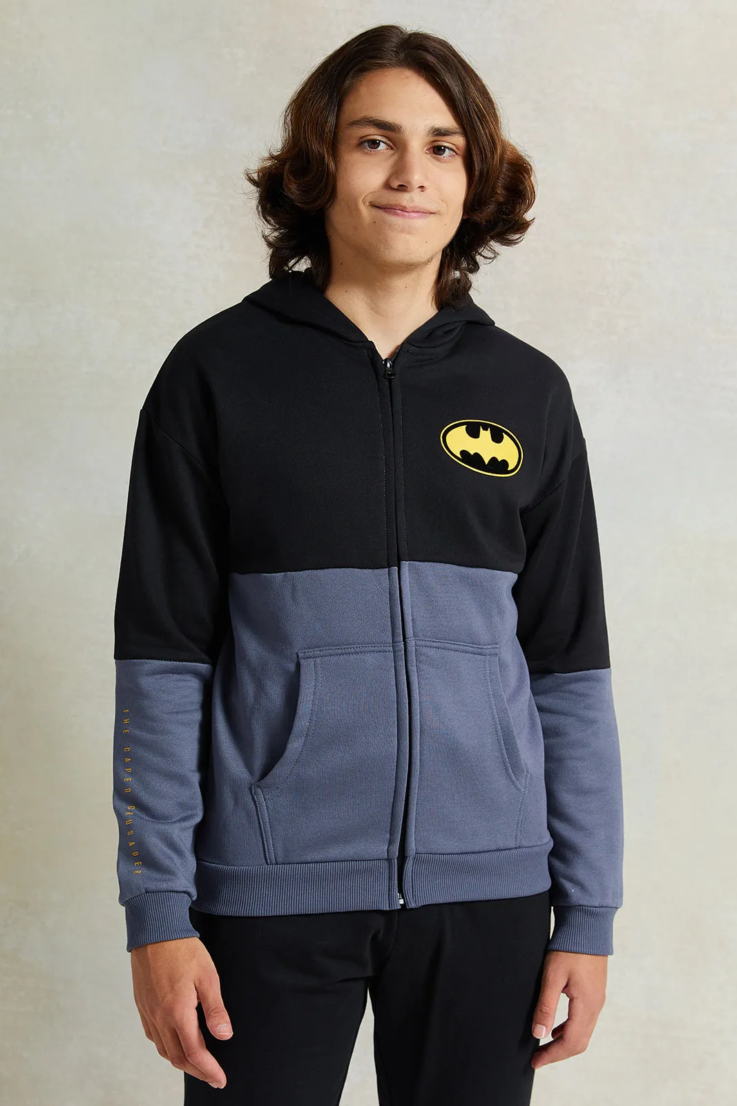 Senior Boys Black And Grey Printed Hooded Sweatshirt sold by Redtag