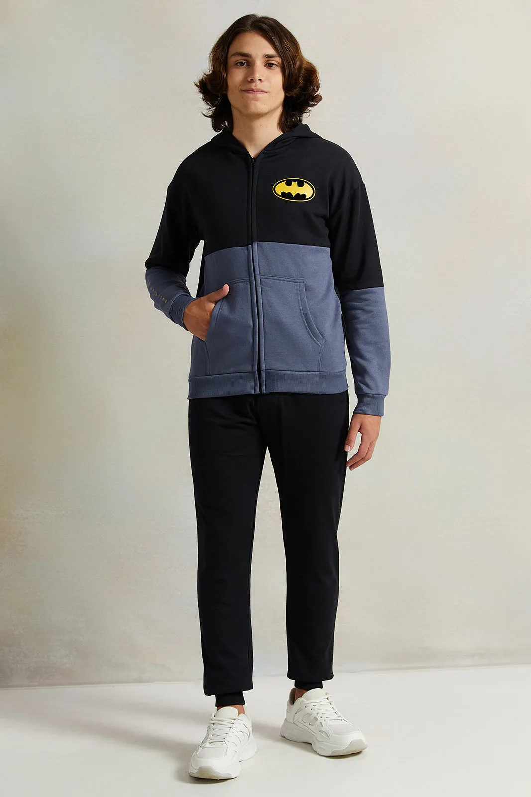 Senior Boys Black And Grey Printed Hooded Sweatshirt sold by Redtag product image thumbnail 2