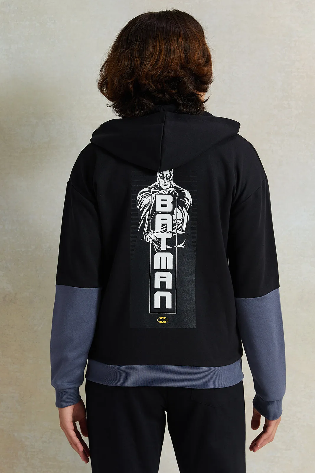 Senior Boys Black And Grey Printed Hooded Sweatshirt sold by Redtag product image thumbnail 3