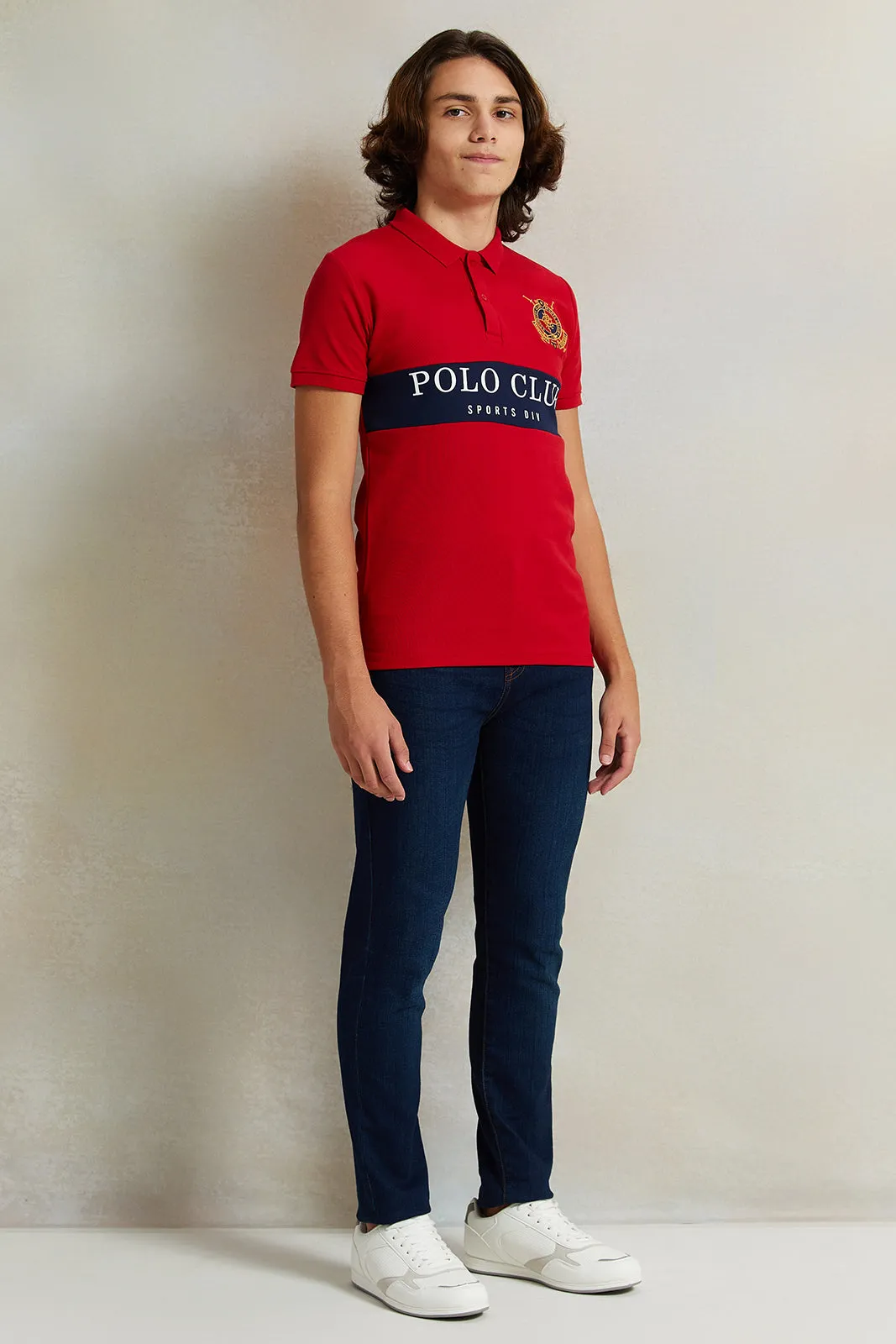 Senior Boys Red Printed Polo Shirt sold by Redtag product image thumbnail 2
