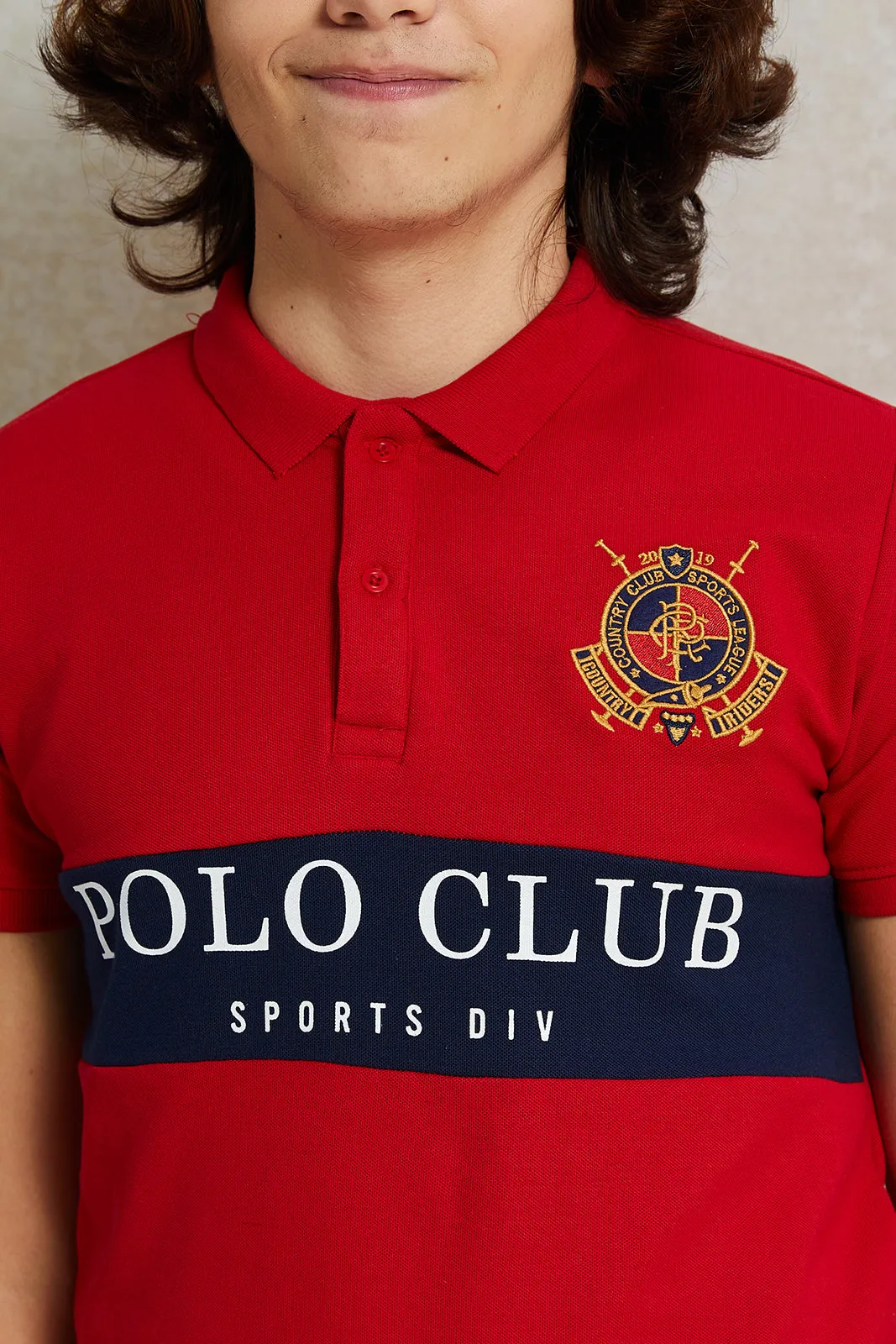 Senior Boys Red Printed Polo Shirt sold by Redtag product image thumbnail 4