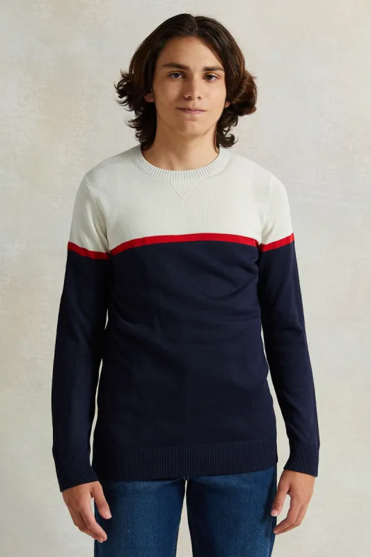 Senior Boys Navy Long Sleeves Sweater sold by Redtag