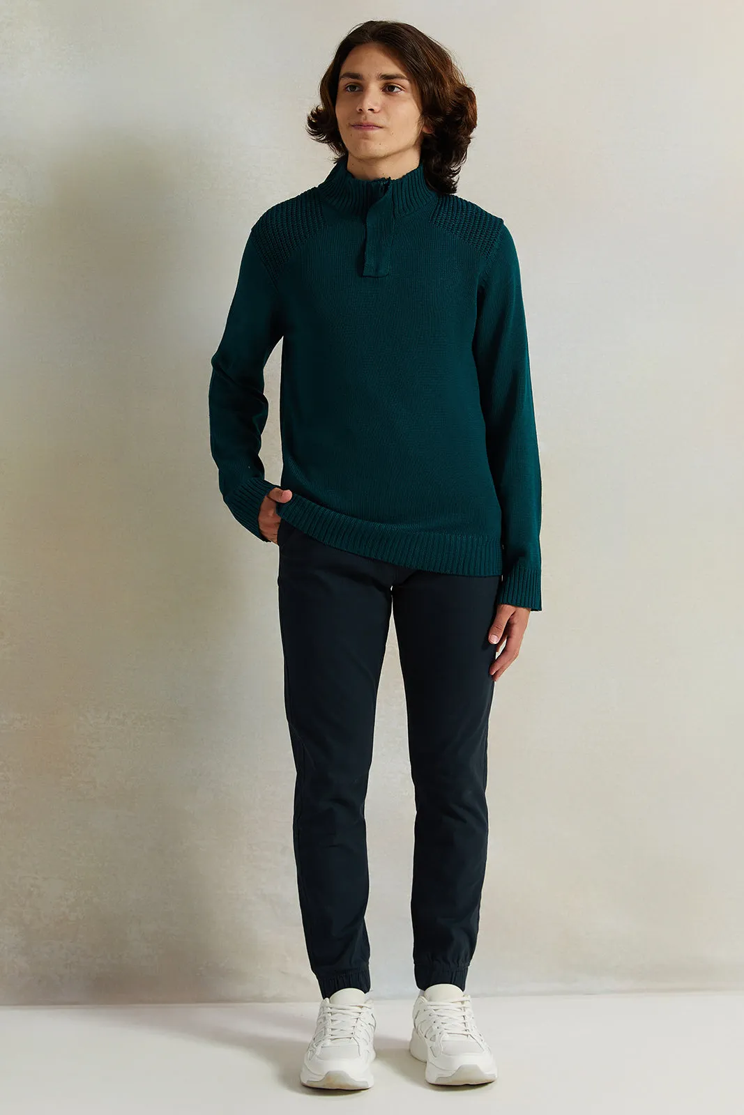 Senior Boys Green High-Neck Sweater sold by Redtag product image thumbnail 2