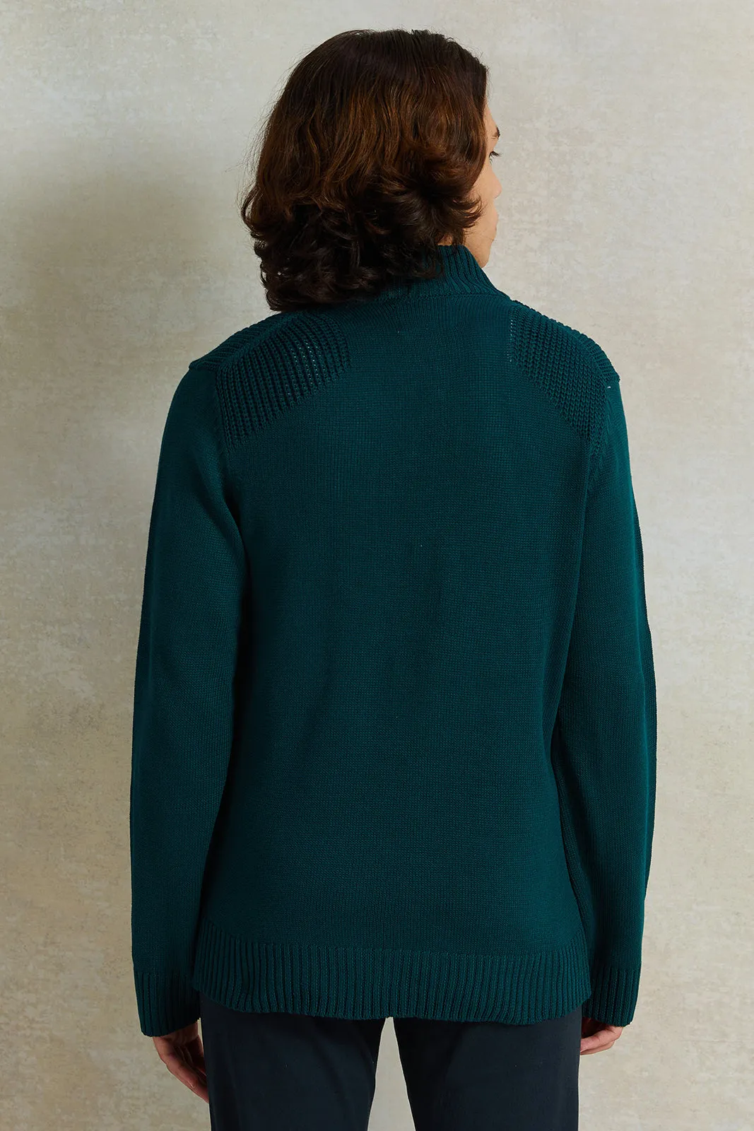 Senior Boys Green High-Neck Sweater sold by Redtag product image thumbnail 3