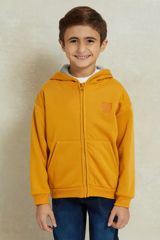 Boys Mustard Zip Thru Hooded Sweatshirt sold by Redtag