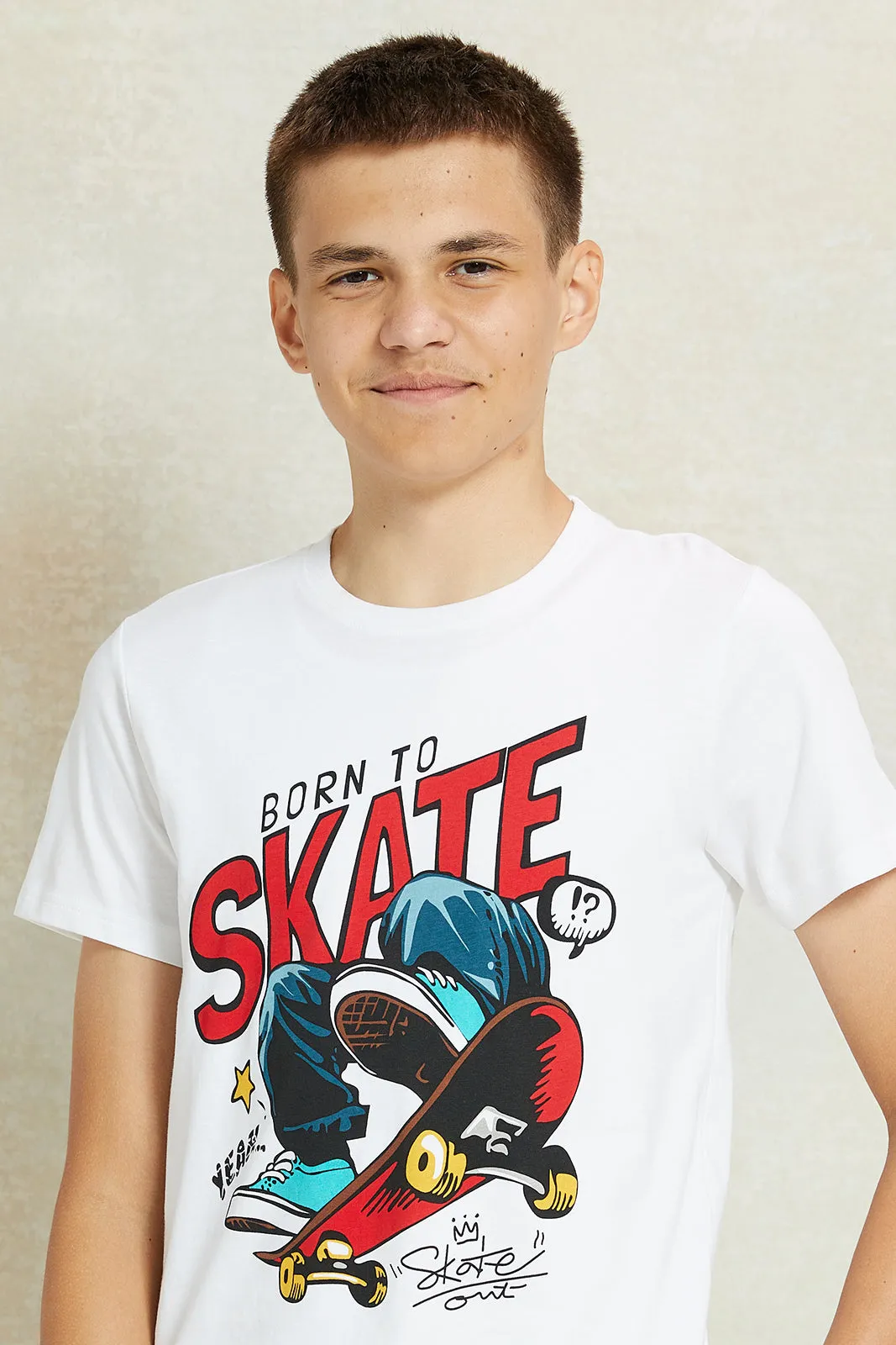 Senior Boys White Printed T-Shirt sold by Redtag product image thumbnail 4