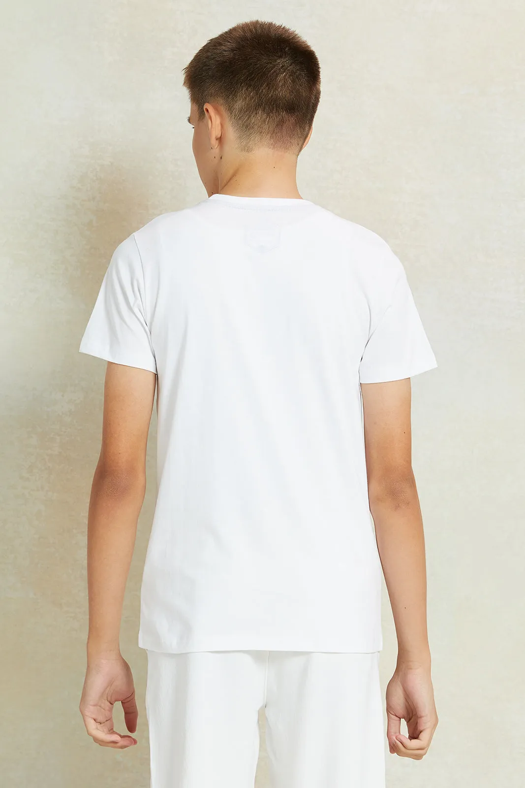 Senior Boys White Printed T-Shirt sold by Redtag product image thumbnail 3