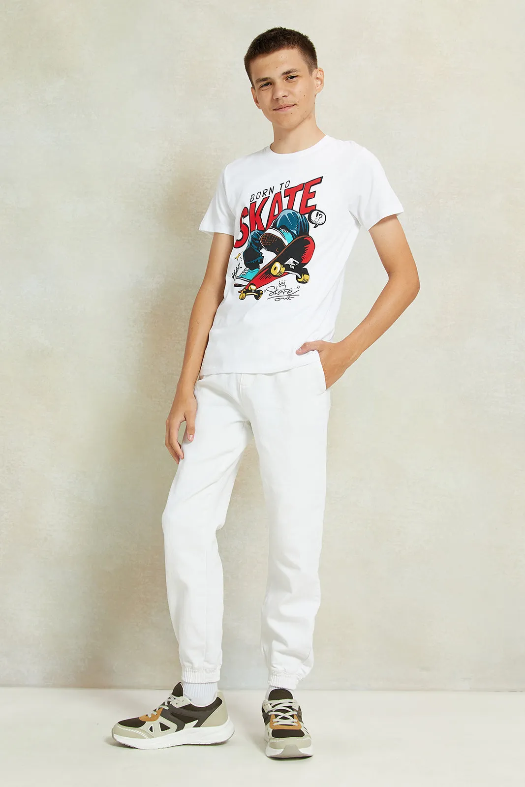 Senior Boys White Printed T-Shirt sold by Redtag product image thumbnail 2