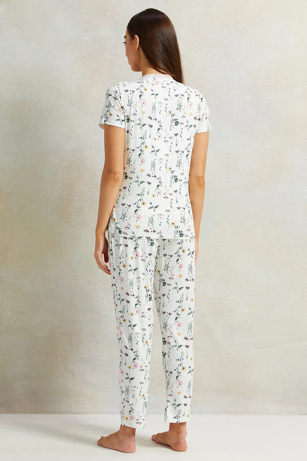 Women White Floral Printed Pyjama Set (2 Piece) sold by Redtag product image thumbnail 4