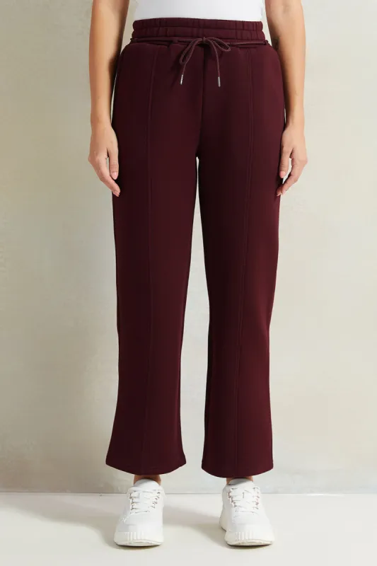Women Burgundy Wide Leg Pants sold by Redtag
