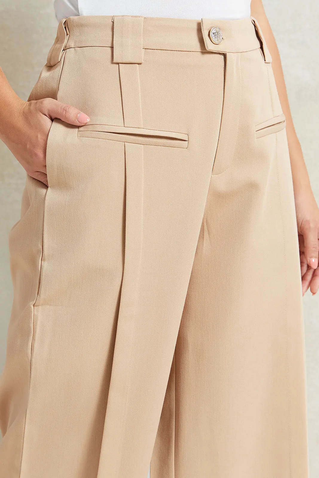 Women Beige High Waisted Trousers sold by Redtag product image thumbnail 3