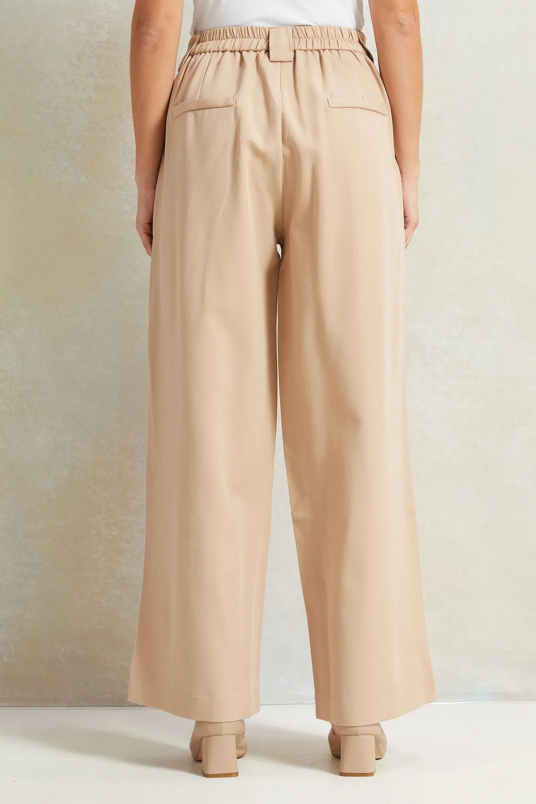 Women Beige High Waisted Trousers sold by Redtag product image thumbnail 4
