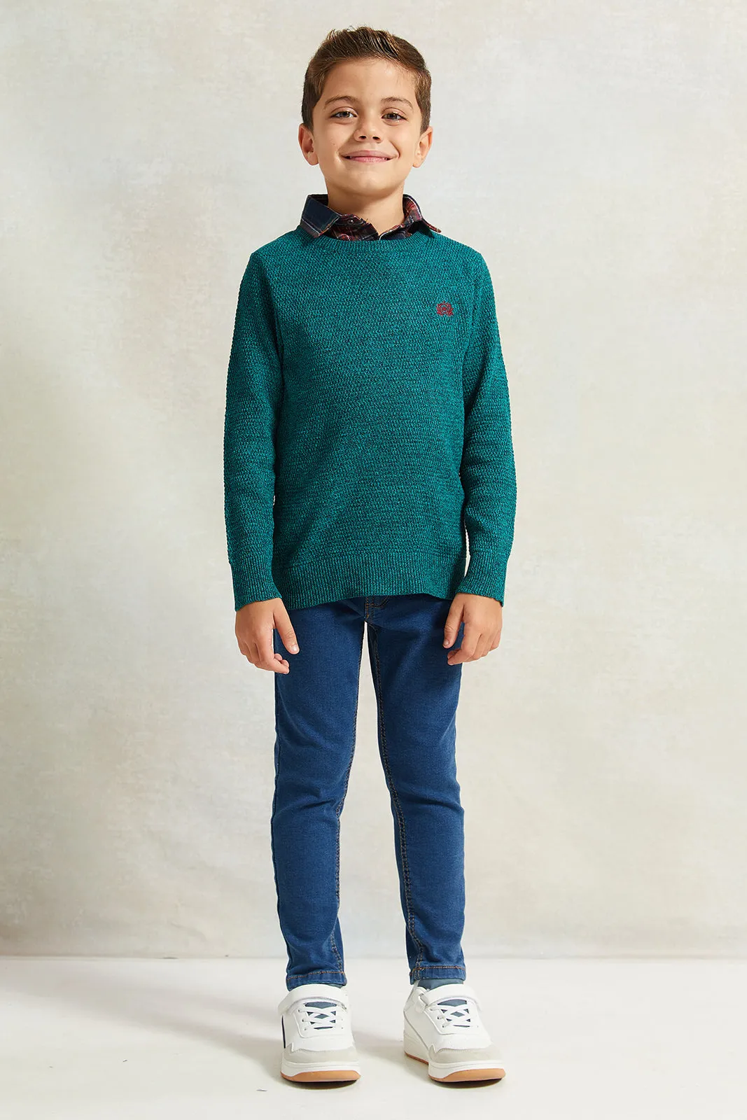 Boys Green Solid Hooded Sweater sold by Redtag product image thumbnail 2