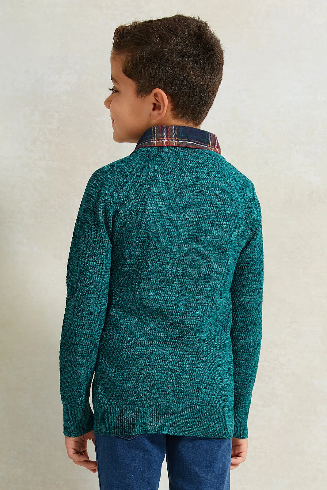 Boys Green Solid Hooded Sweater sold by Redtag product image thumbnail 3