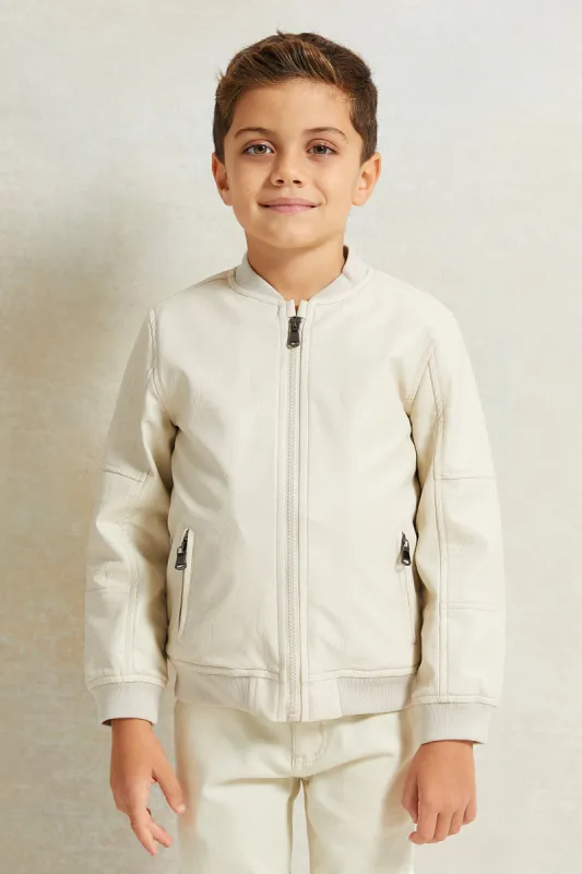 Boys Beige Bomber Jacket sold by Redtag