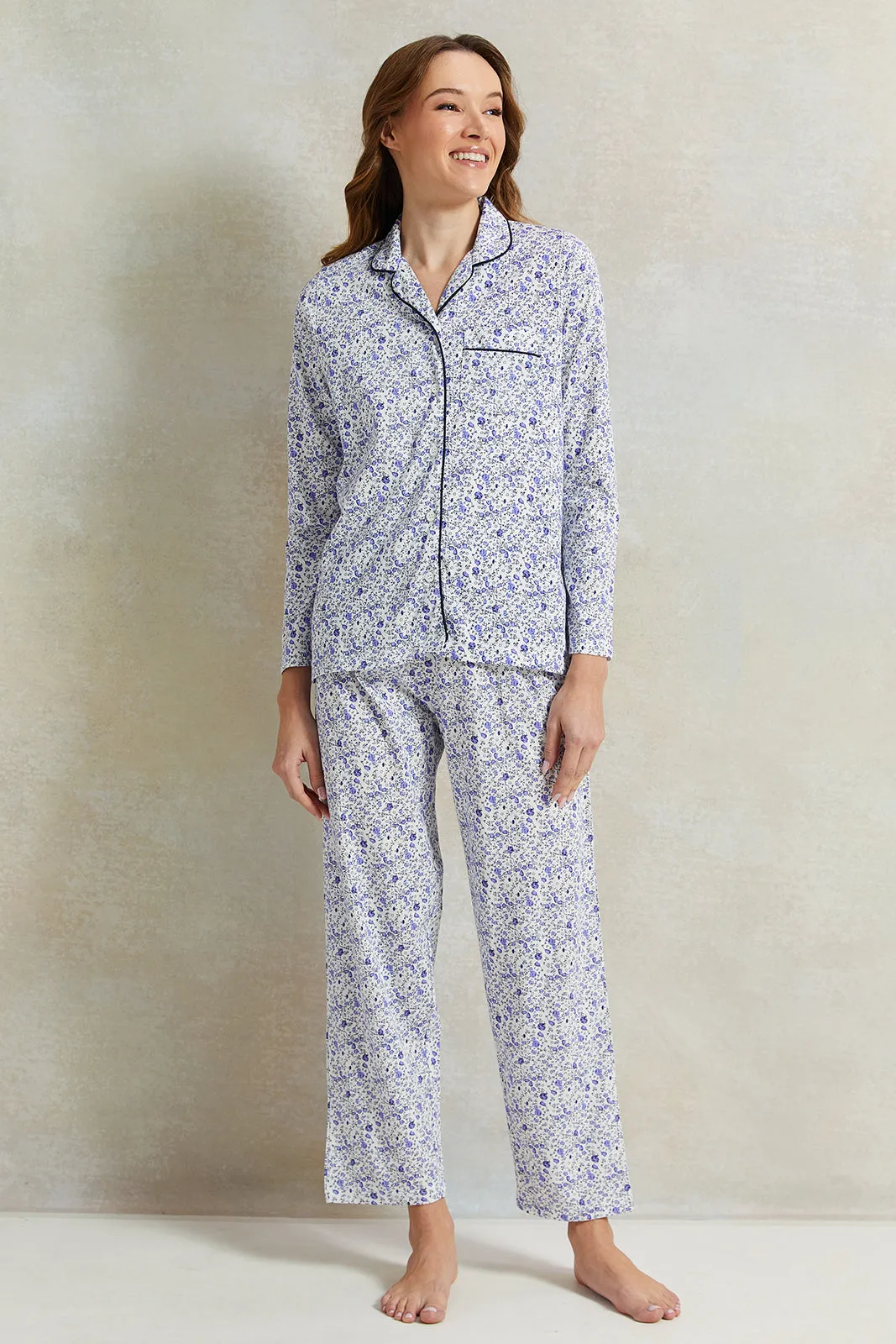 Women Blue Cotton Classic Pyjama Set (2 Piece) sold by Redtag