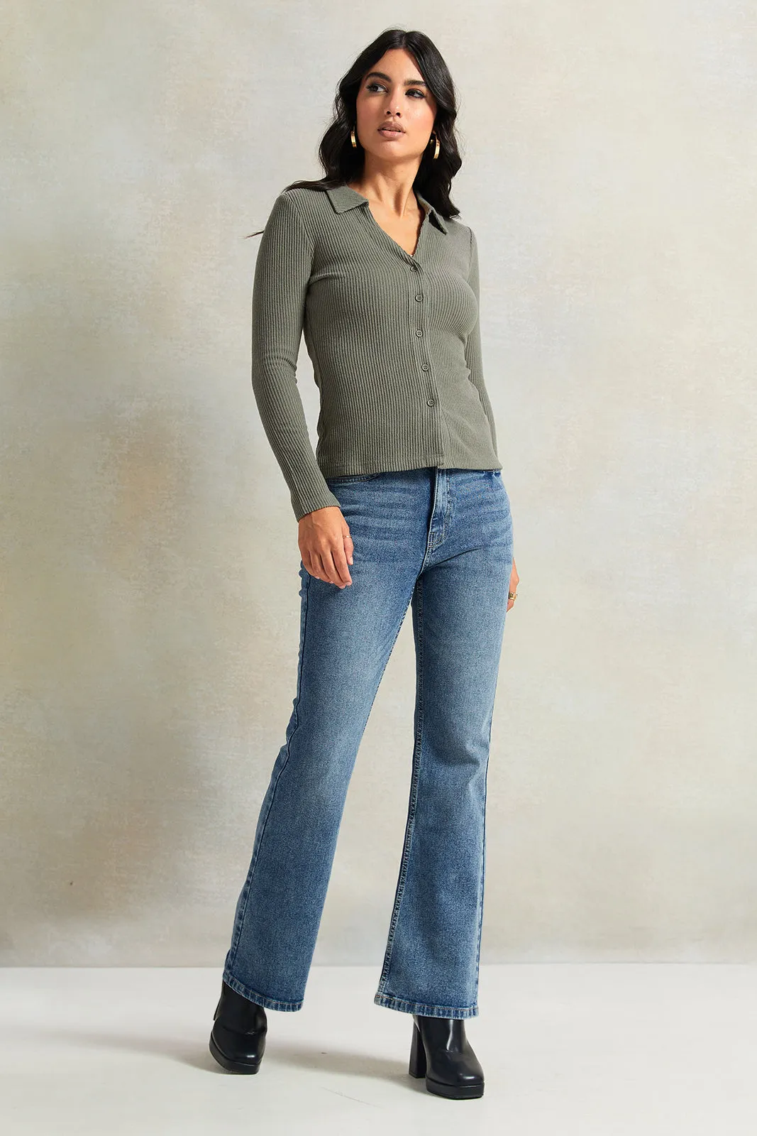 Women Olive Long Sleeve Knitted Top sold by Redtag product image thumbnail 2