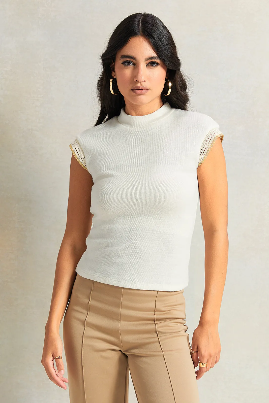 Women Beige Trim Detailed Top sold by Redtag