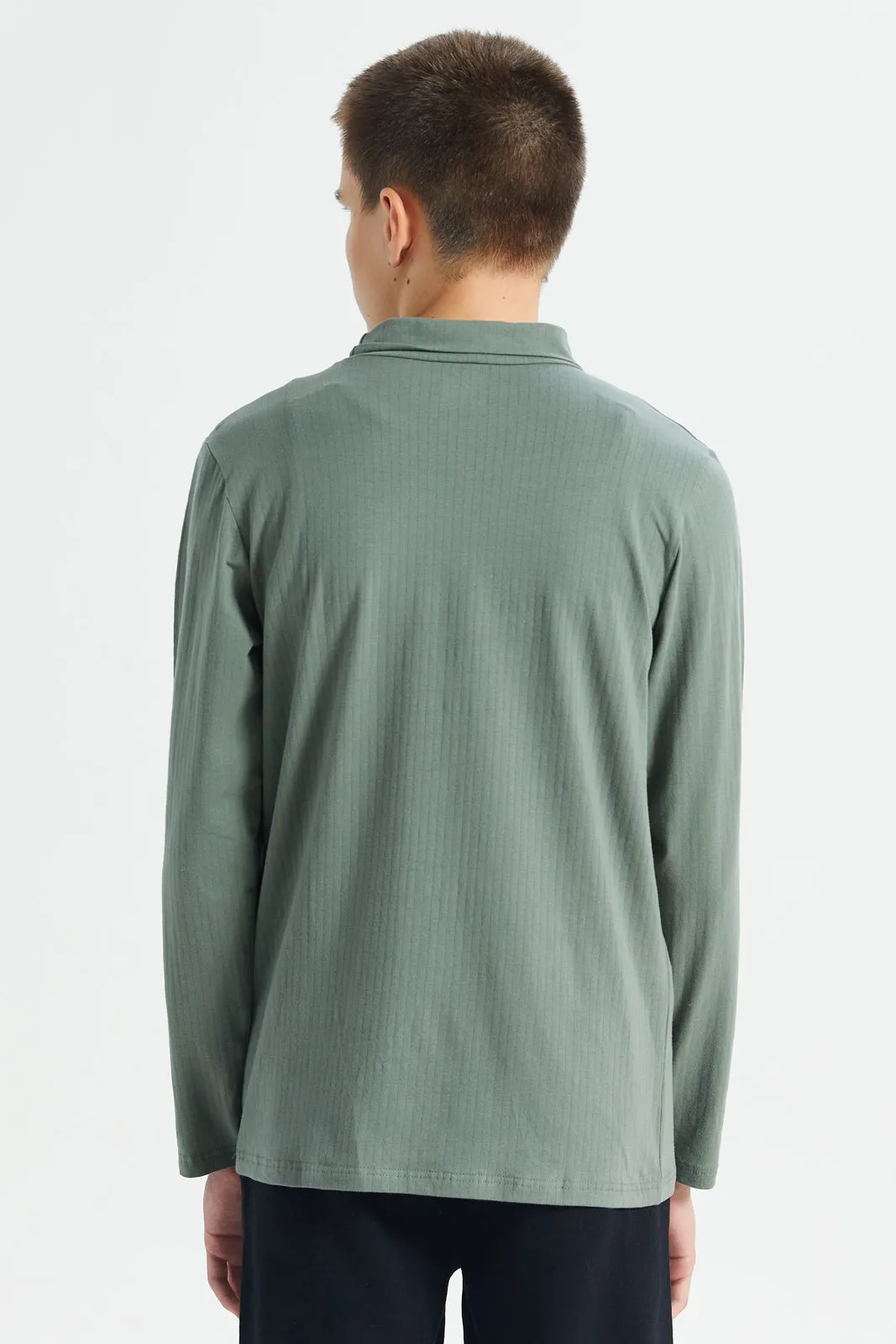 Senior Boys Olive High Neck T-Shirt sold by Redtag product image thumbnail 3