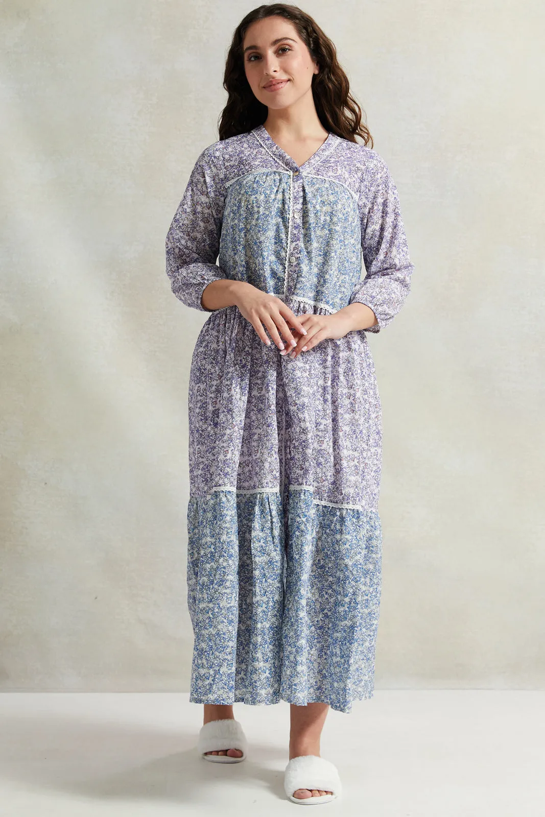 Women Lilac Tiered Lace Nightgown sold by Redtag product image thumbnail 4
