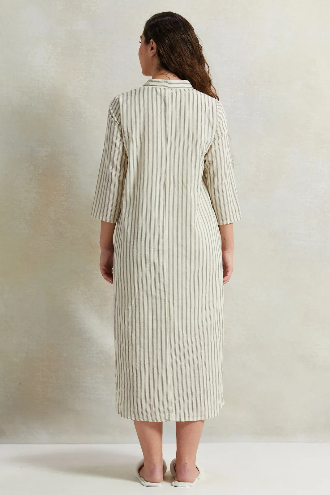 Women Beige Kimono Cotton Nightgown sold by Redtag product image thumbnail 3