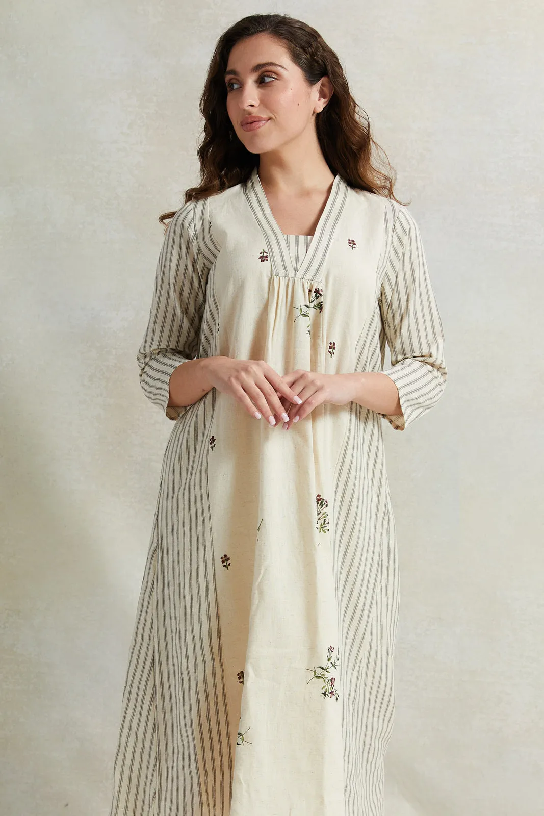 Women Beige Kimono Cotton Nightgown sold by Redtag product image thumbnail 2