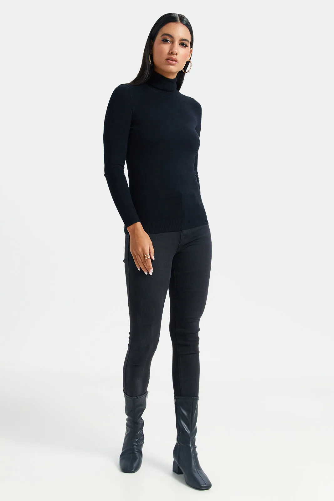 Women Black Turtle Neck Pullover sold by Redtag product image thumbnail 2