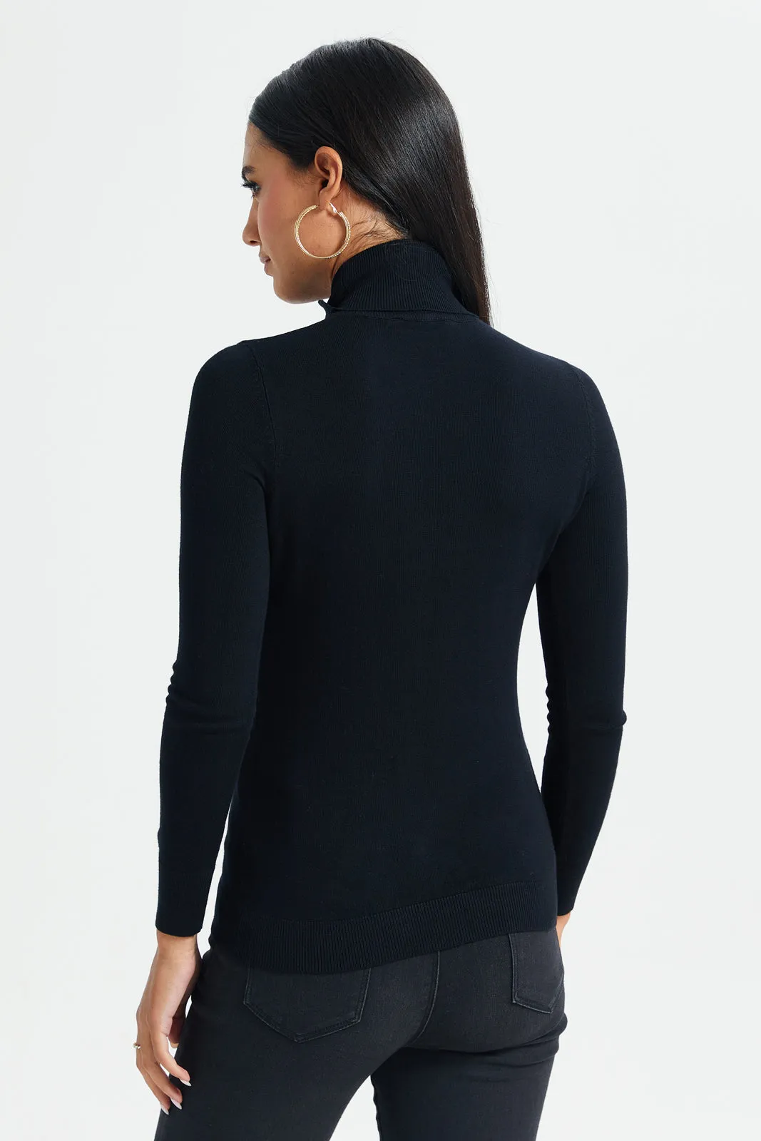 Women Black Turtle Neck Pullover sold by Redtag product image thumbnail 3
