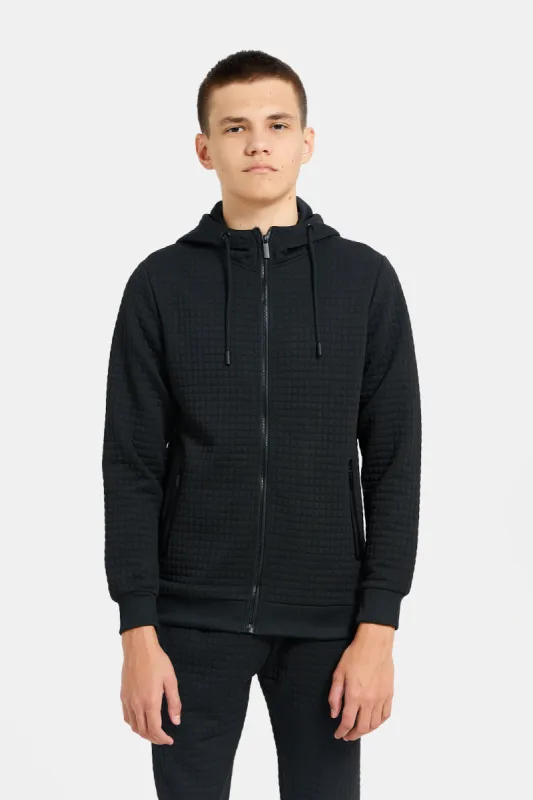 Senior Boys Black Popcorn Hooded Sweatshirt sold by Redtag