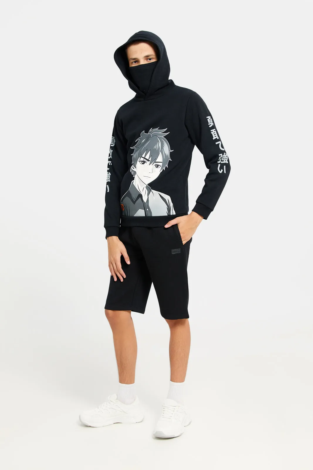 Senior Boys Black Ninja Print Hooded Sweatshirt sold by Redtag product image thumbnail 2