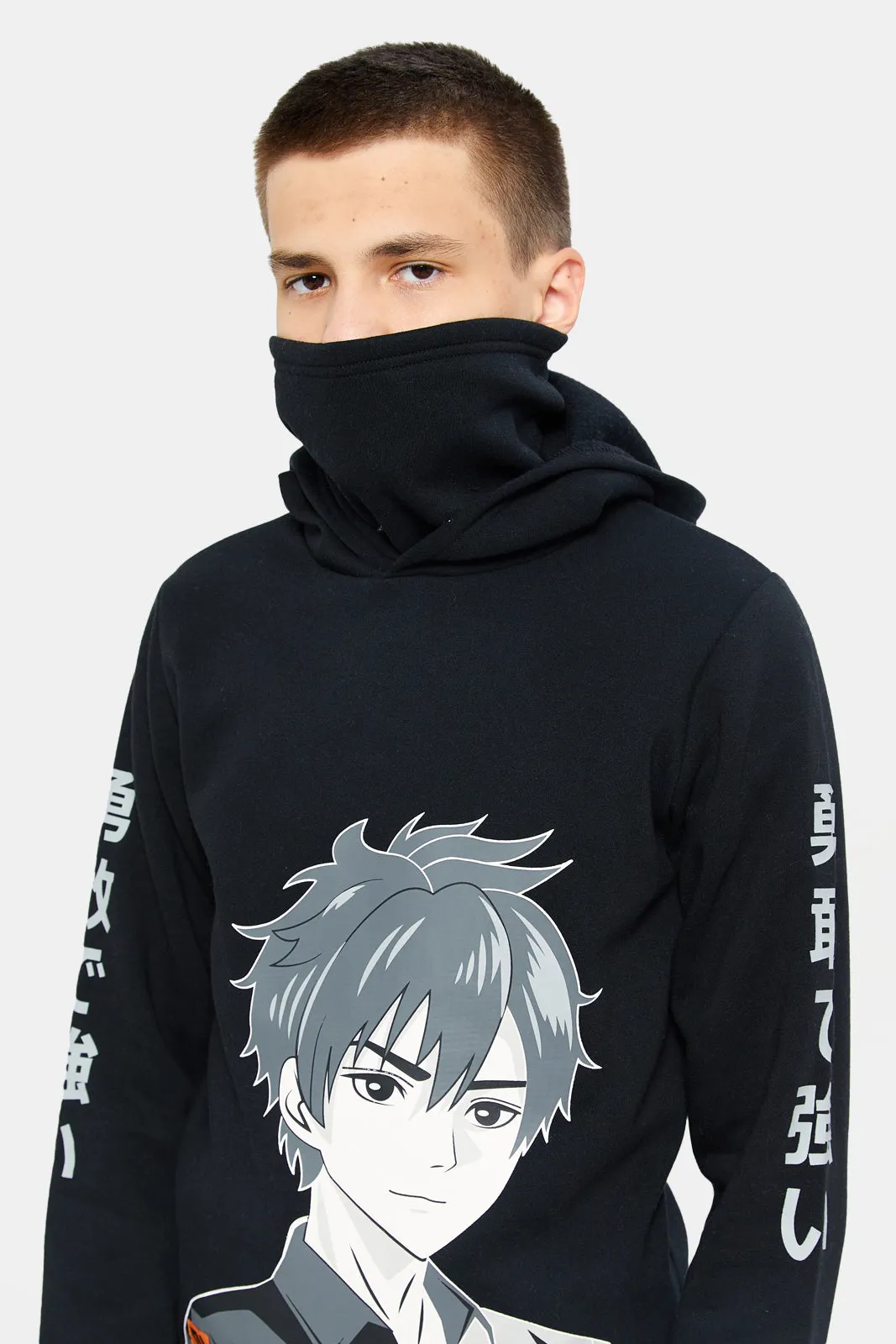 Senior Boys Black Ninja Print Hooded Sweatshirt sold by Redtag product image thumbnail 4