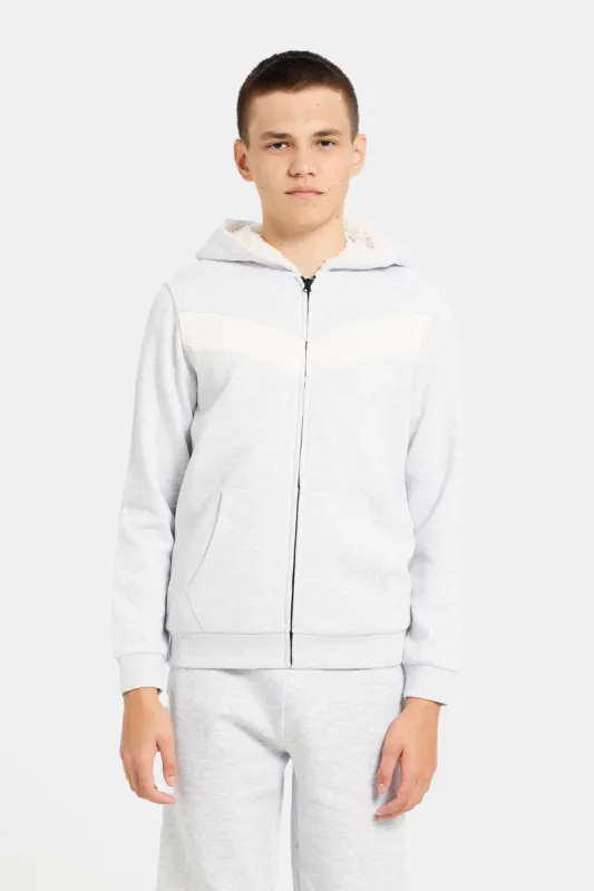 Senior Boys Ecru  Cut And Sew Hooded Sweatshirt sold by Redtag