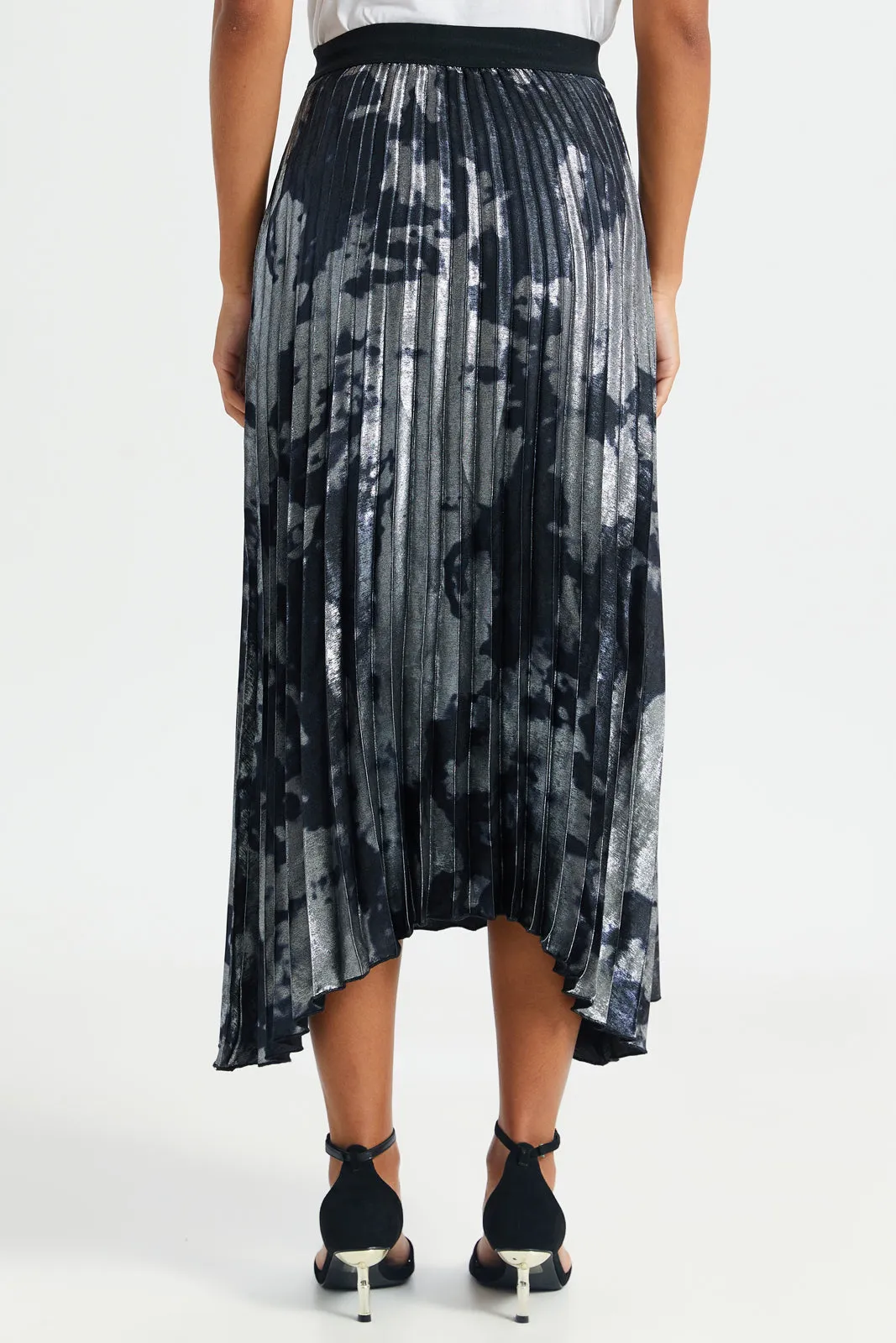 Women Black Foil Printed Pleated Skirt sold by Redtag product image thumbnail 3