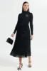 Women Black Corsage Flower Knit Woven Dress sold by Redtag