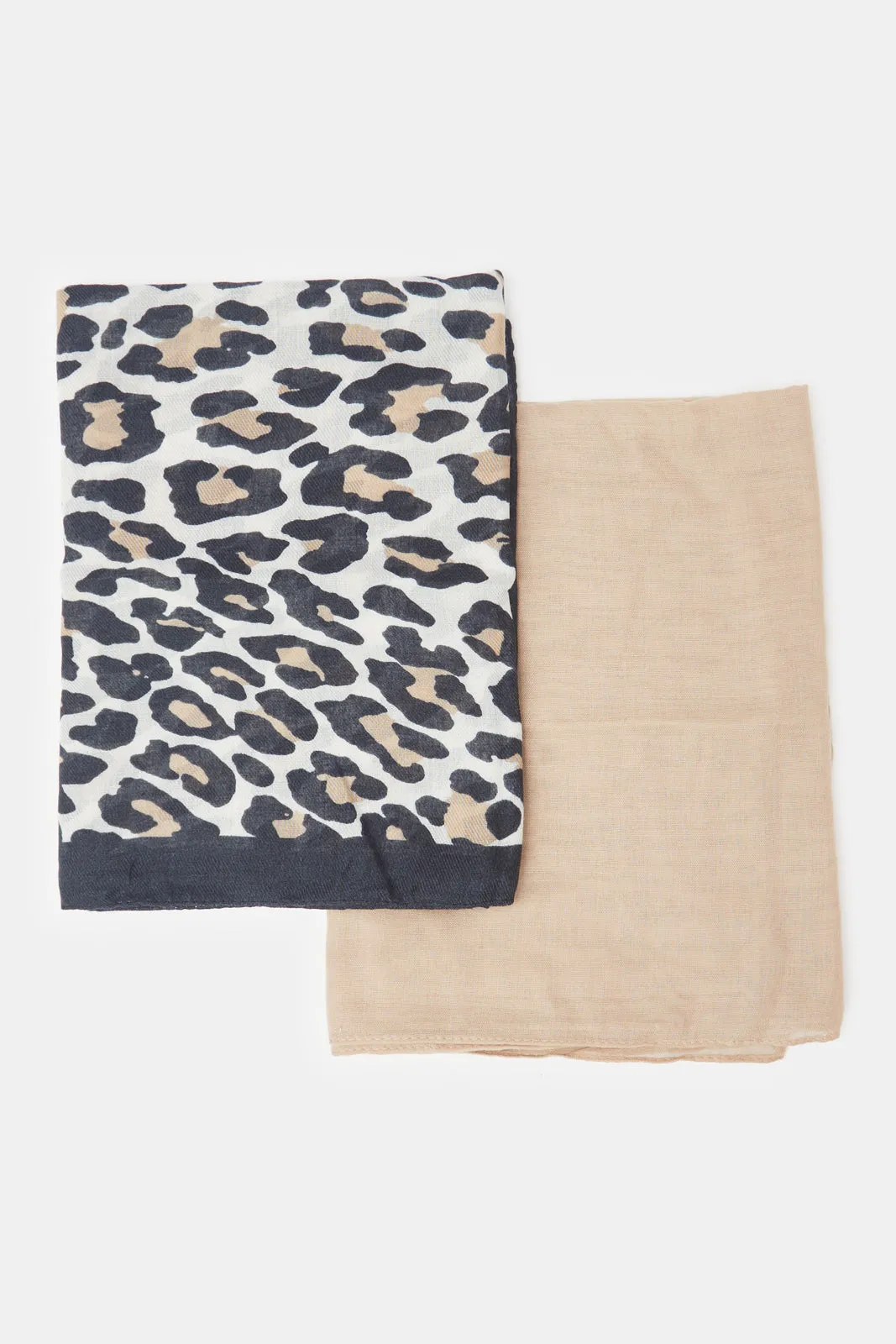 Women White And Beige Printed Scarf Set (Pack of 2) sold by Redtag