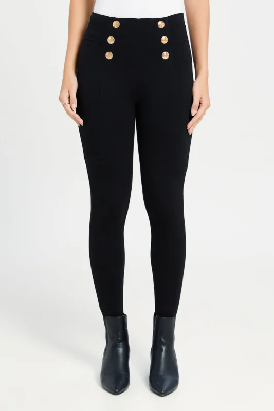 Women Black Embellished Leggings sold by Redtag