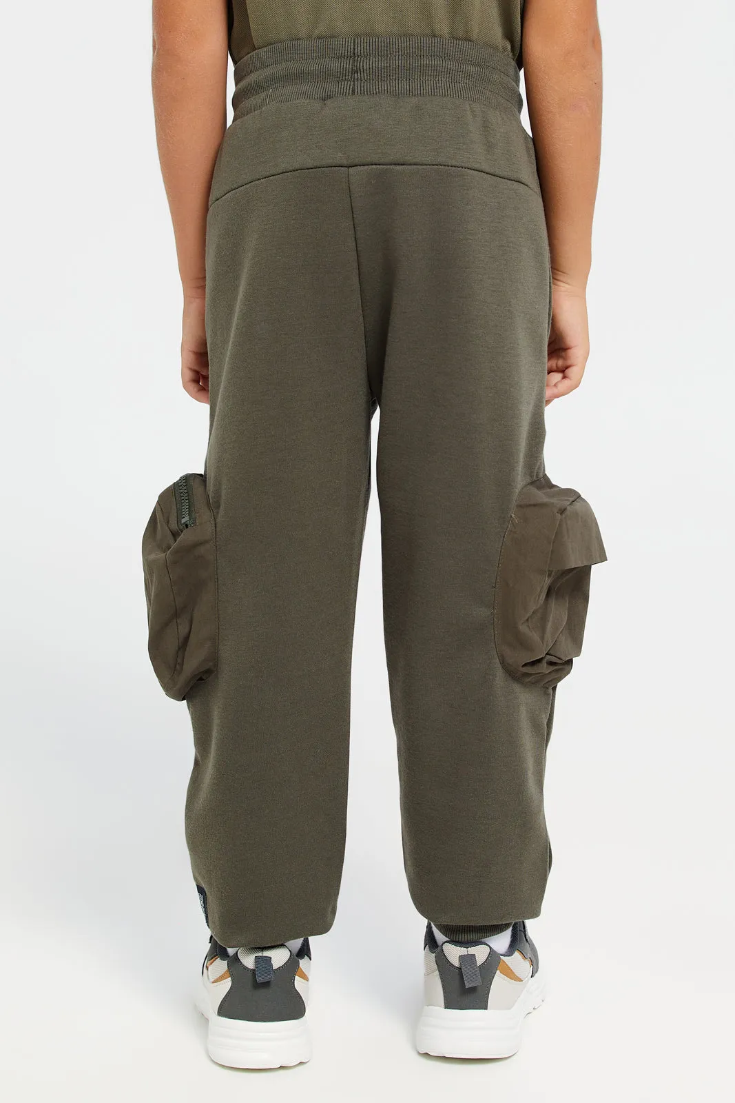 Boys Olive Solid Active Pants sold by Redtag product image thumbnail 3
