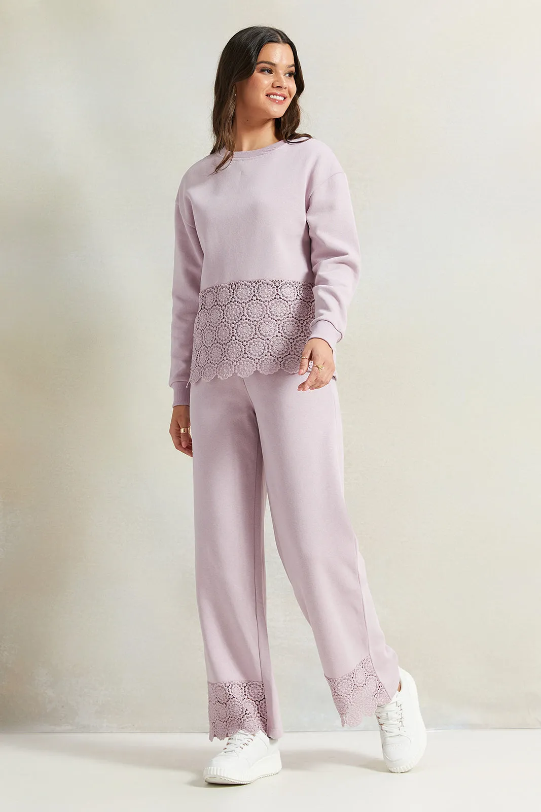 Women Lilac Sweatshirt With Bottom Lace Hem sold by Redtag product image thumbnail 2