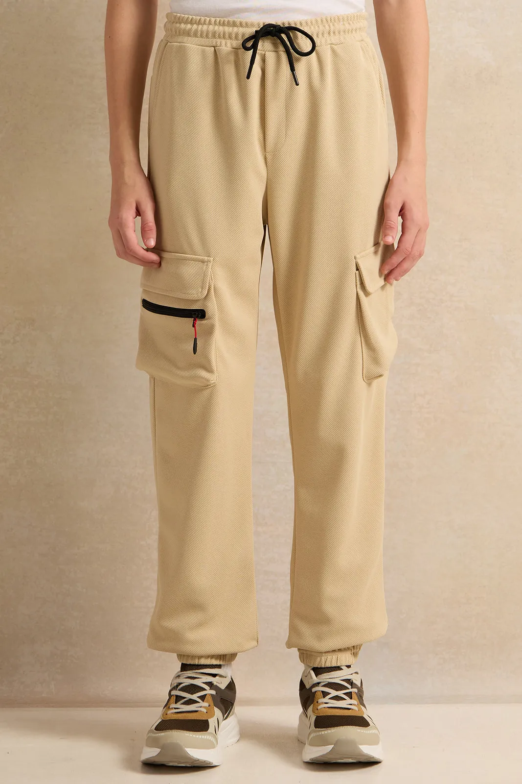 Senior Boys Beige Cargo With Zip Active Pants sold by Redtag