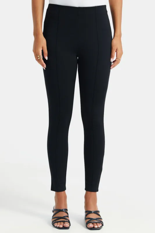 Women Black Single Pleat Leggings sold by Redtag