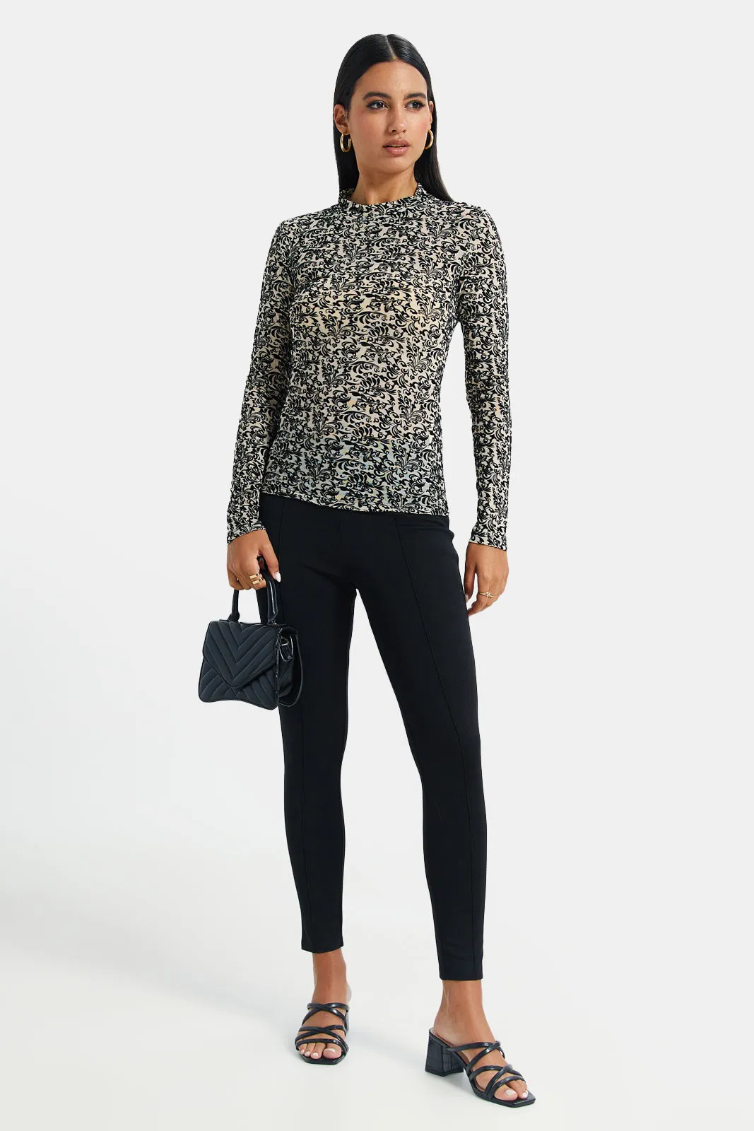 Women Black Single Pleat Leggings sold by Redtag product image thumbnail 2