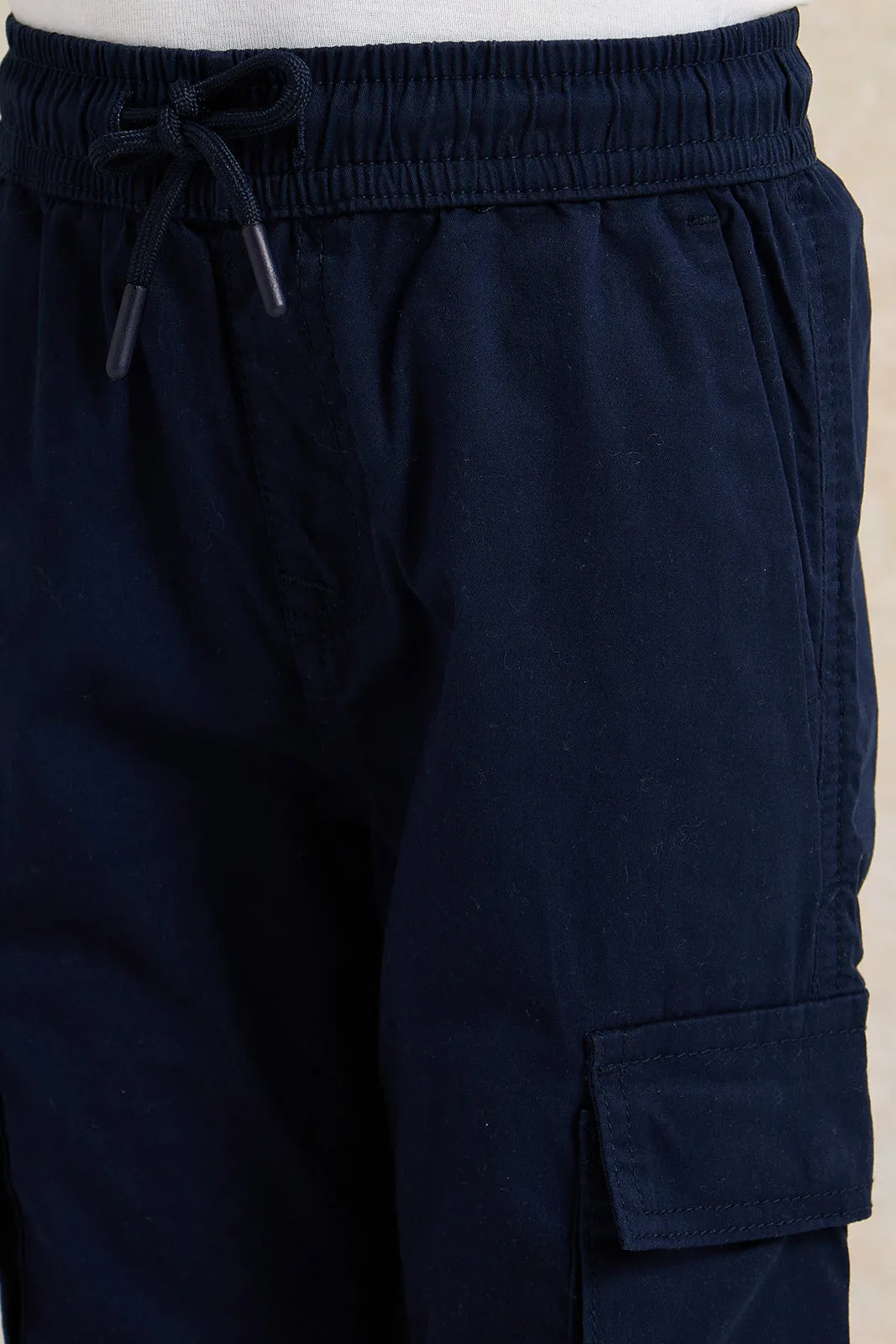 Boys Navy Soft Cargo Pocket Joggers sold by Redtag product image thumbnail 4