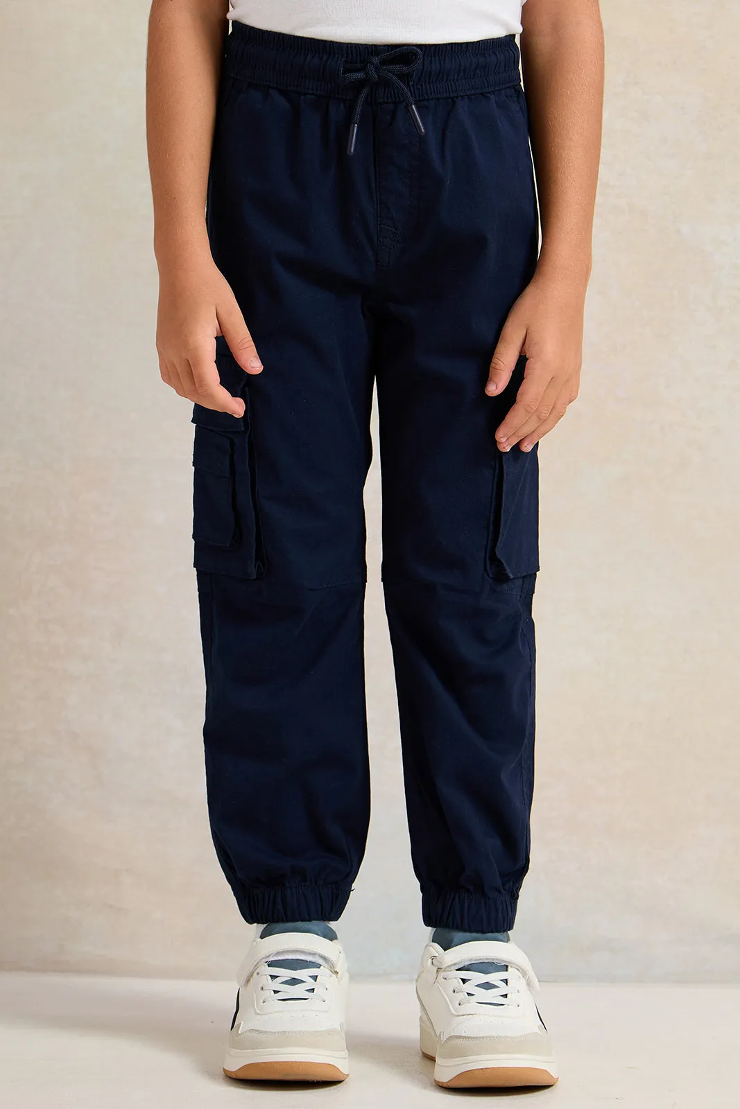 Boys Navy Soft Cargo Pocket Joggers sold by Redtag