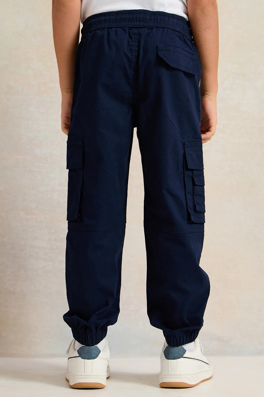Boys Navy Soft Cargo Pocket Joggers sold by Redtag product image thumbnail 3