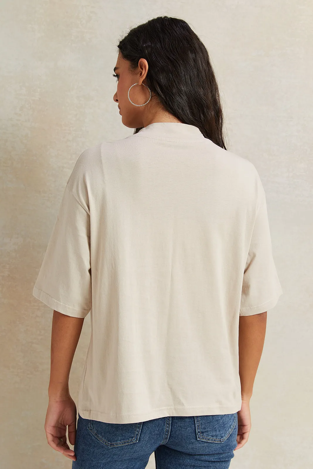 Women Beige Printed T-shirt sold by Redtag product image thumbnail 3