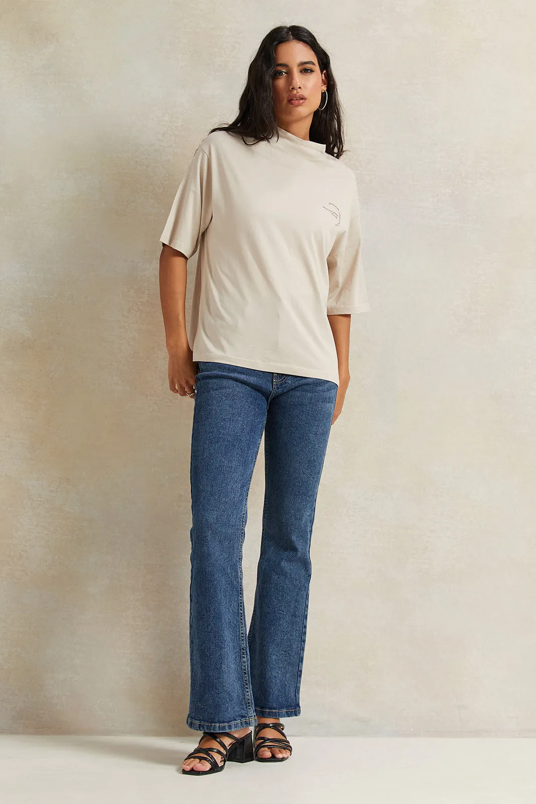 Women Beige Printed T-shirt sold by Redtag product image thumbnail 2