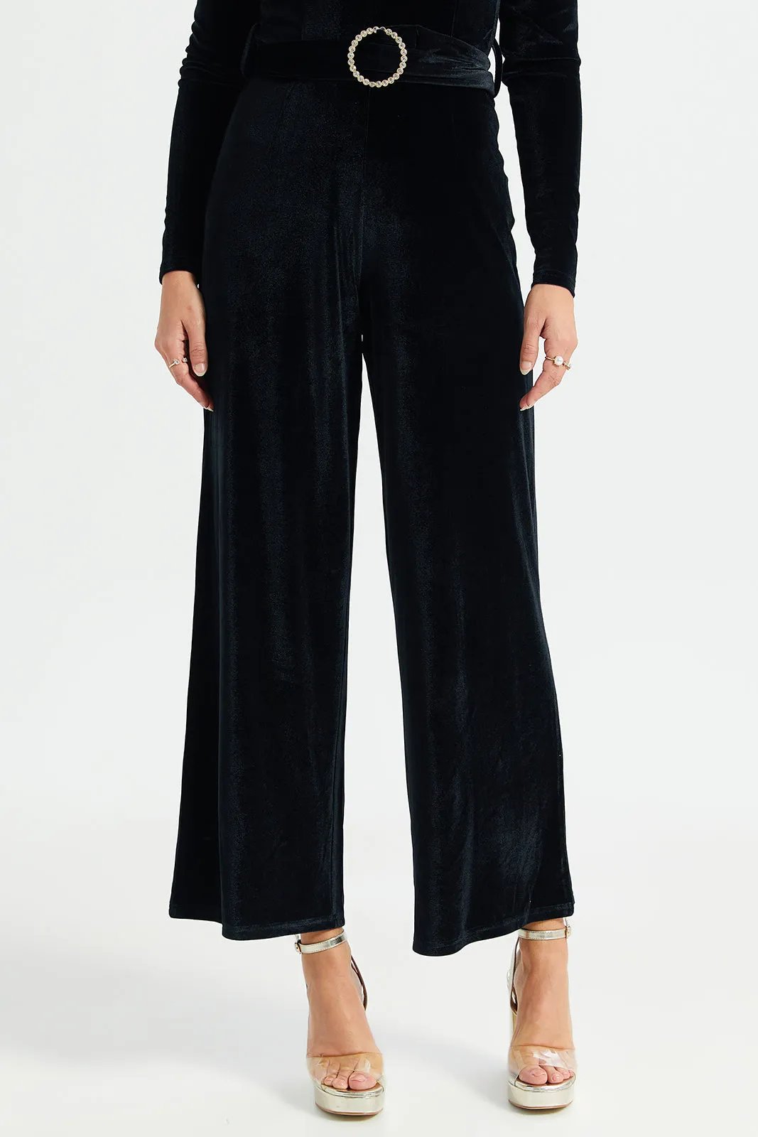 Women Black Velvet Jumpsuit sold by Redtag product image thumbnail 3